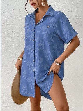 Bsubseach Women’s Floral Short Sleeve Swim Cover Up 98% Polyester Beach Sz S
